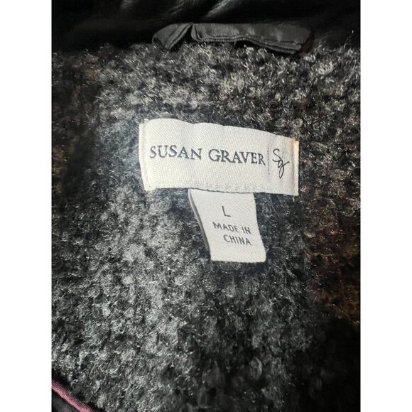 Susan Graver Large Black Tweed Coat Faux Leather Collar (discounted for collar) - Picture 2 of 8